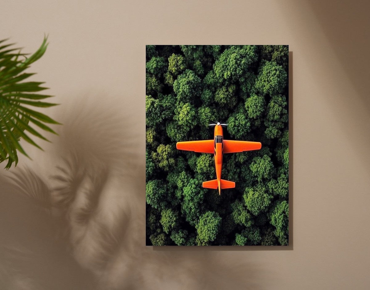 "Orange Skyplane"- Shiny & Sturdy Metallic Poster Art That Pops & Sticks