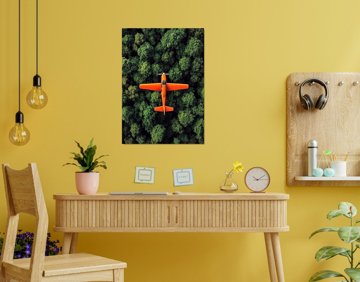 "Orange Skyplane"- Shiny & Sturdy Metallic Poster Art That Pops & Sticks