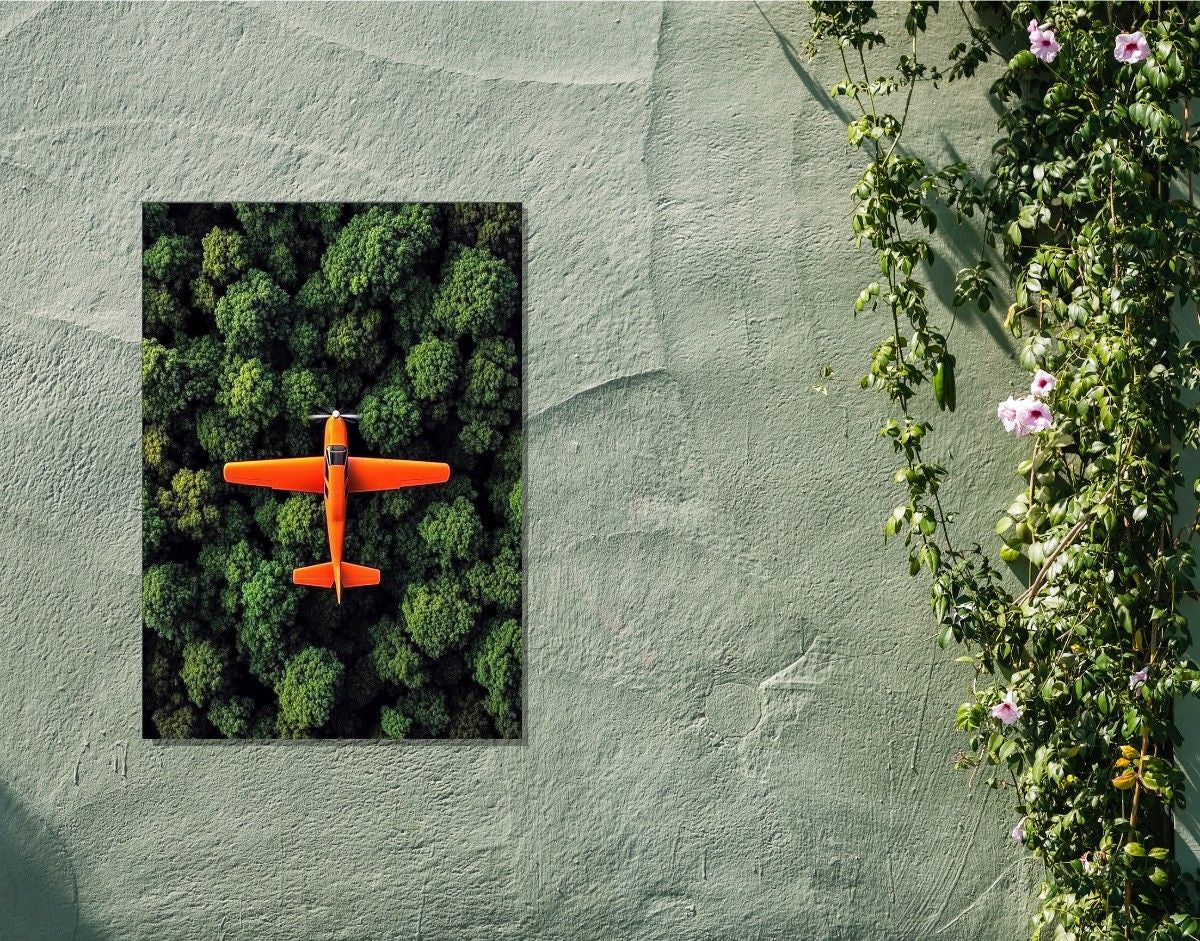 "Orange Skyplane"- Shiny & Sturdy Metallic Poster Art That Pops & Sticks