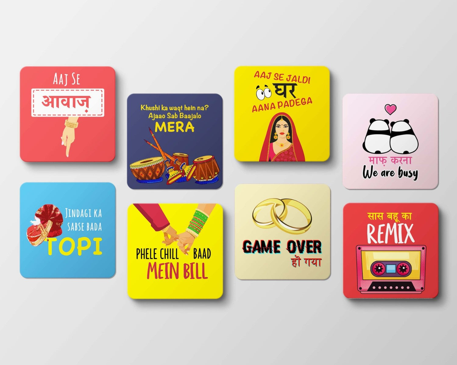 Embrace Wedding Realities with Humor: Coaster Set of 8