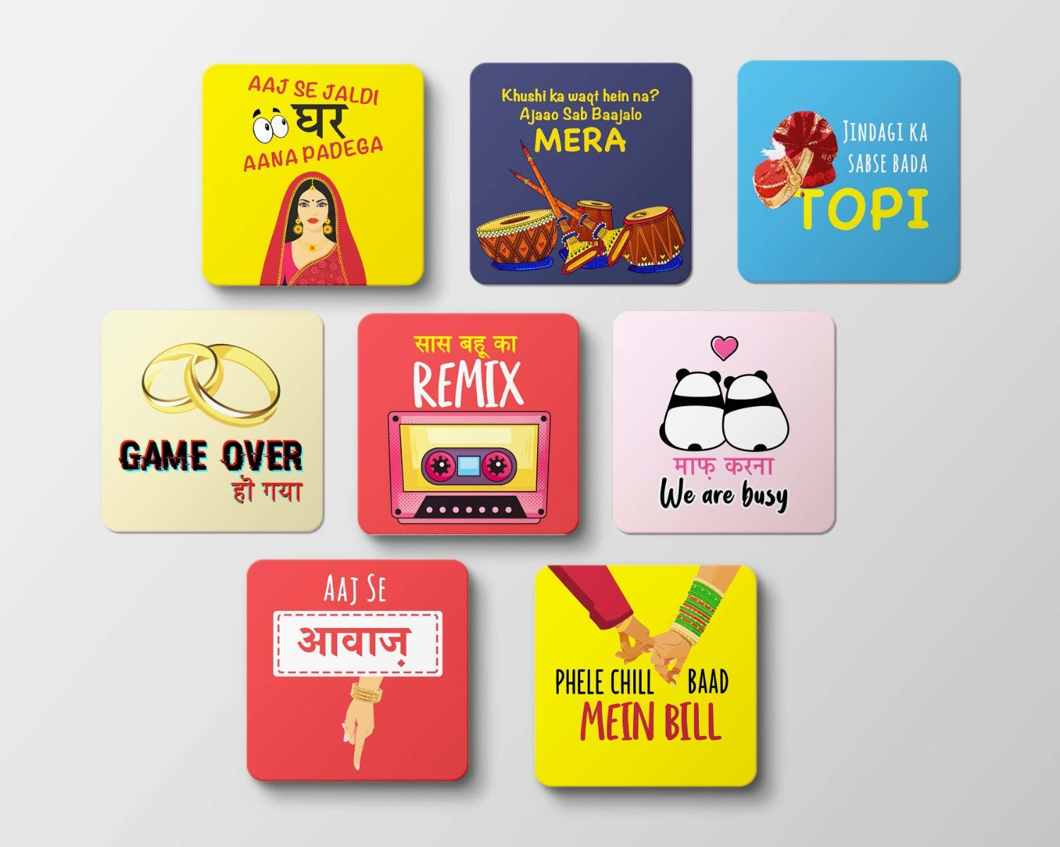 Embrace Wedding Realities with Humor: Coaster Set of 8