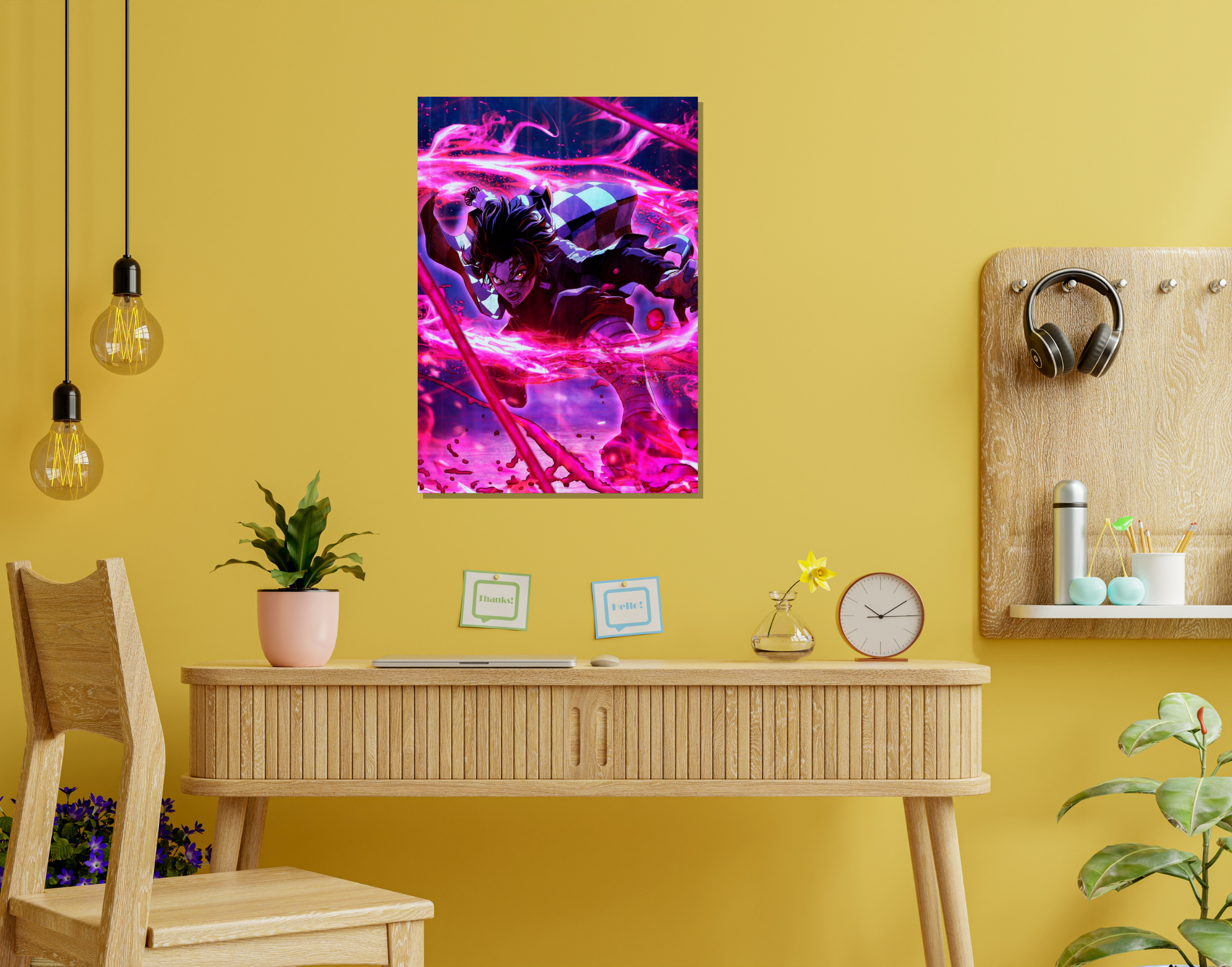 "DEMON SLAYER : KIMETSU NO YAIBA- ANIME"- Shiny & Sturdy Metallic Poster Art That Pops & Sticks (Literally!)