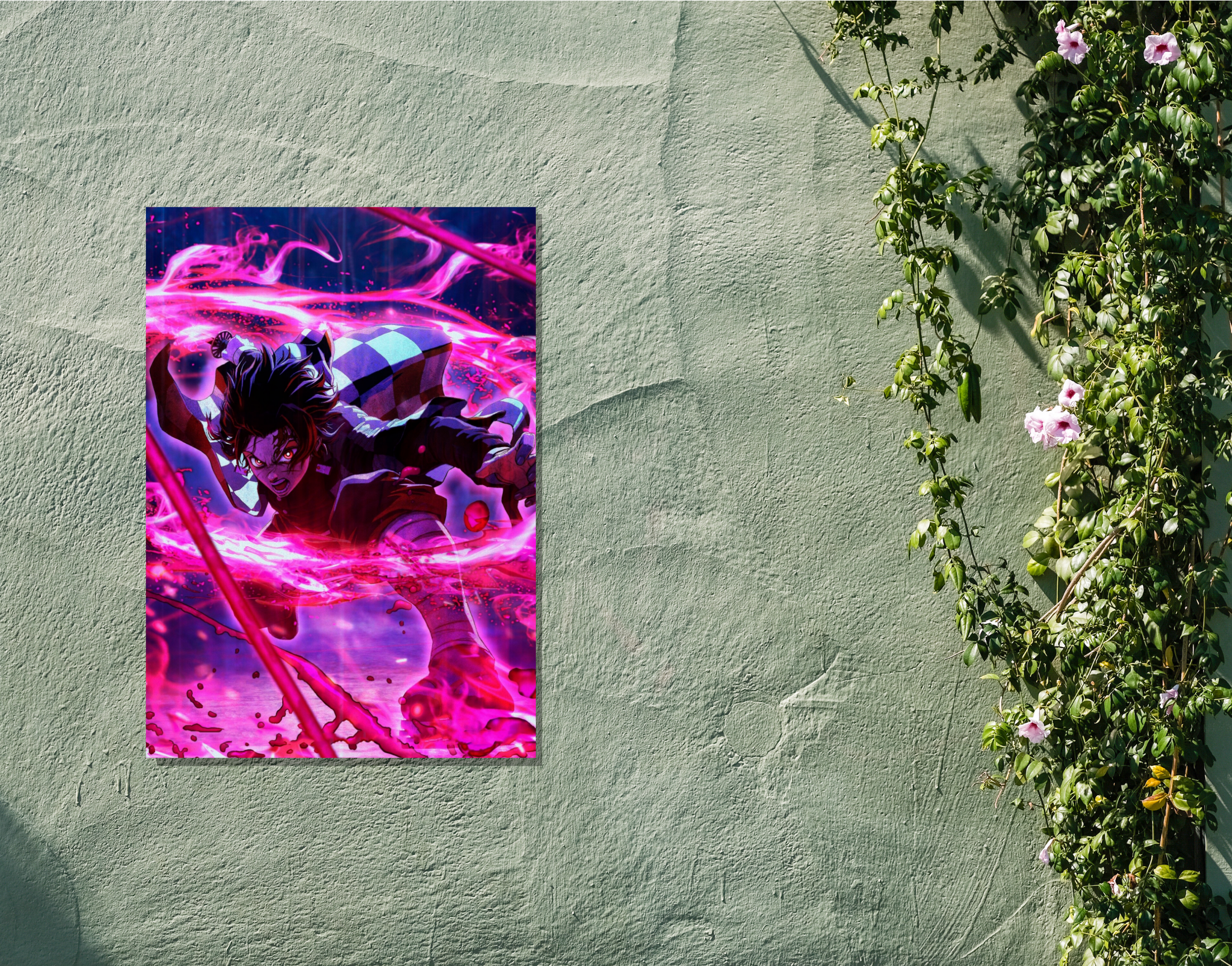 "DEMON SLAYER : KIMETSU NO YAIBA- ANIME"- Shiny & Sturdy Metallic Poster Art That Pops & Sticks (Literally!)