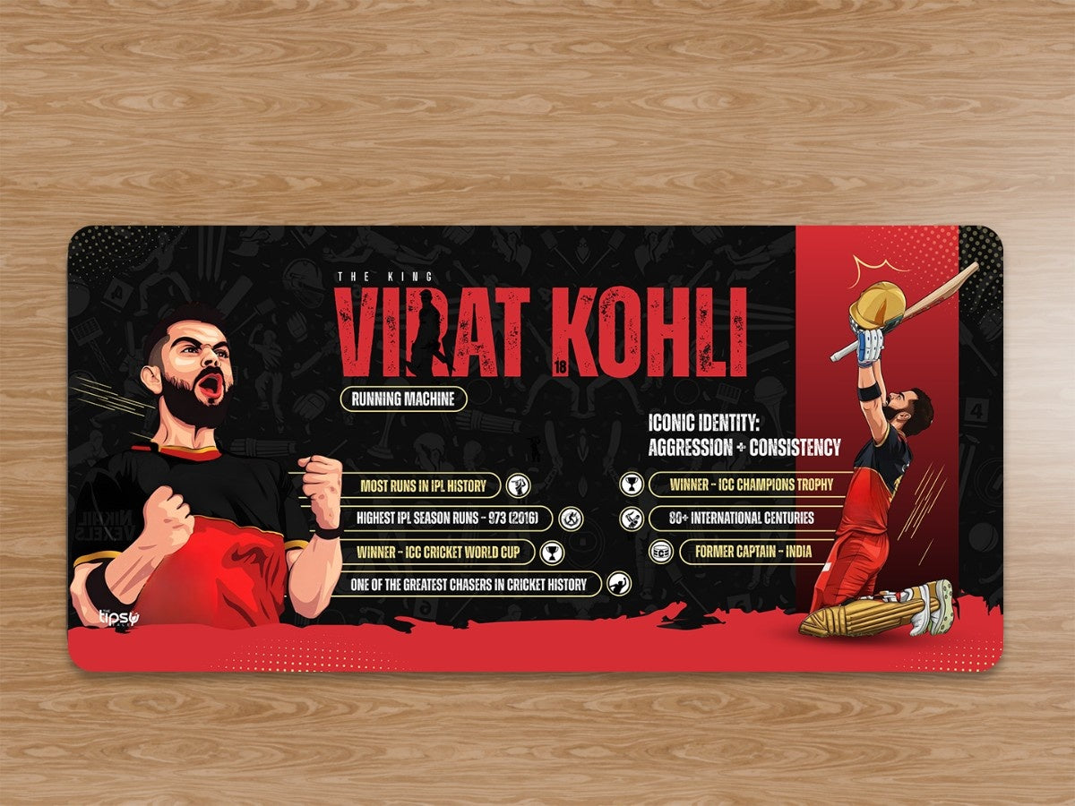 "THE KING VIRAT - CRICKET FANDOM" Gaming Mousepad Elevate Your Gaming Experience