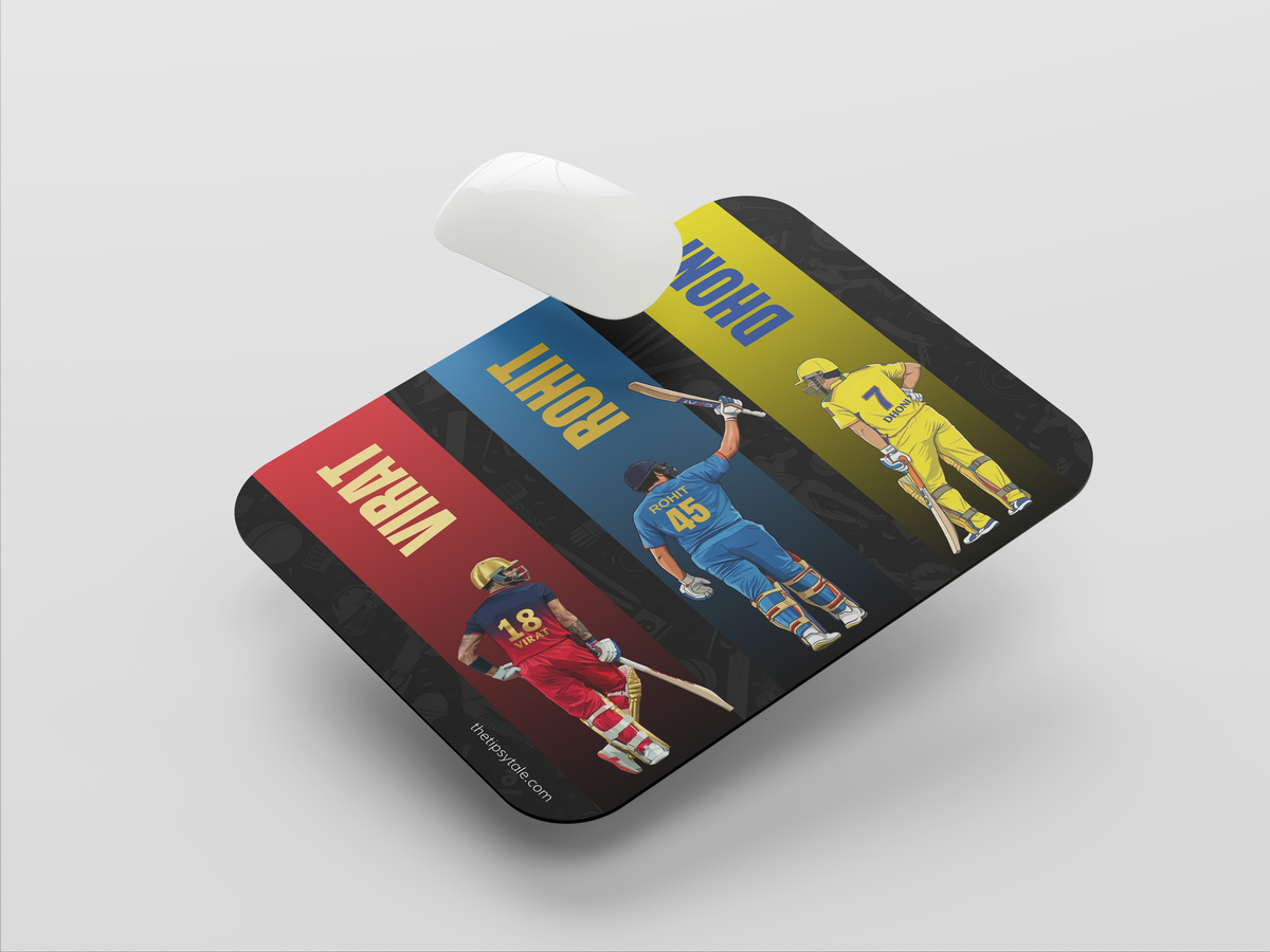 "3 LEGENDS - CRICKET FANDOM " Mousepad Enhance Your Workspace with Style