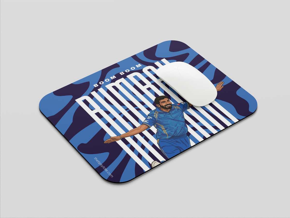 "BOOM BOOM BUMRAH - CRICKET FANDOM" Mousepad Enhance Your Workspace with Style