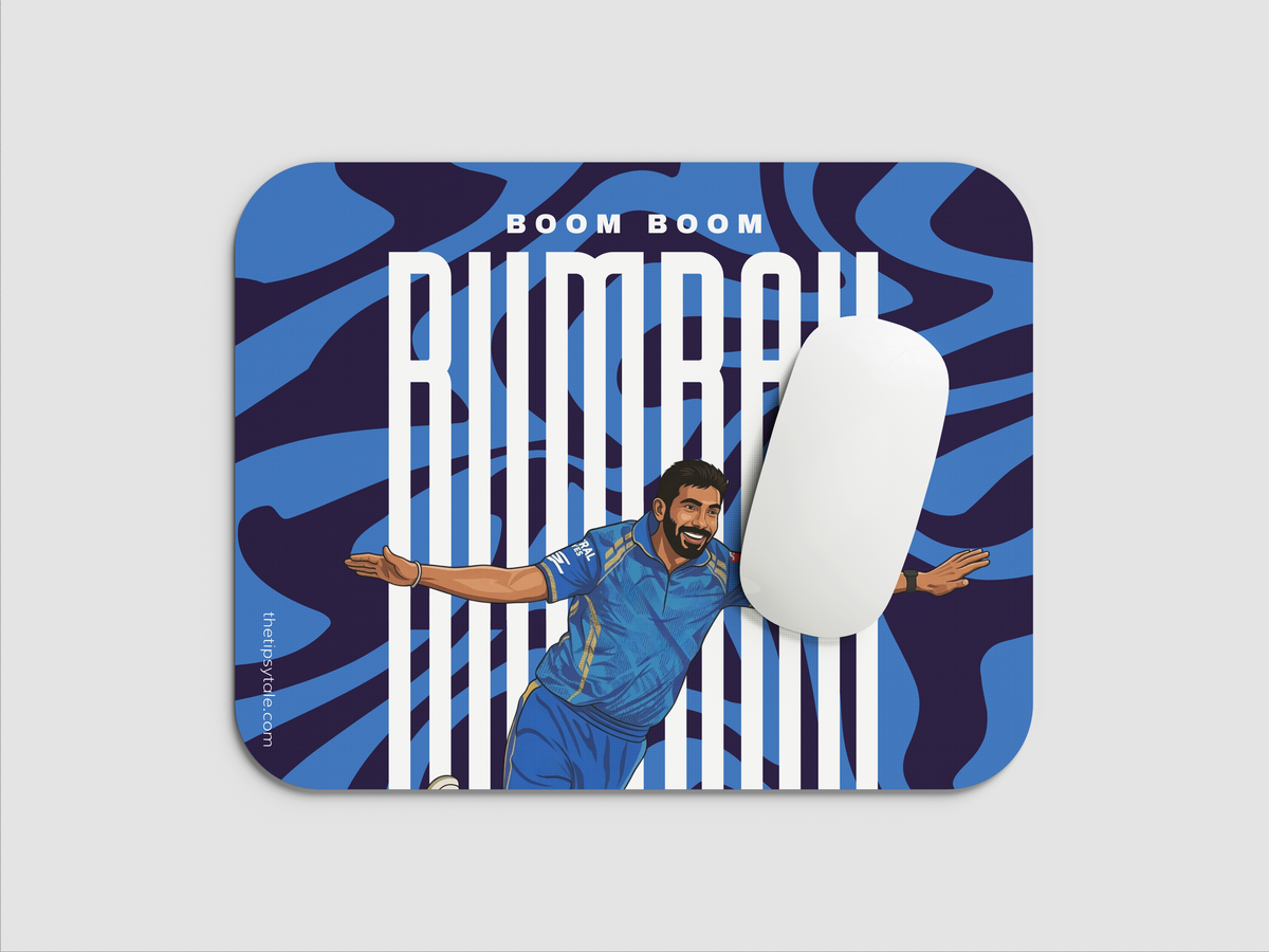 "BOOM BOOM BUMRAH - CRICKET FANDOM" Mousepad Enhance Your Workspace with Style