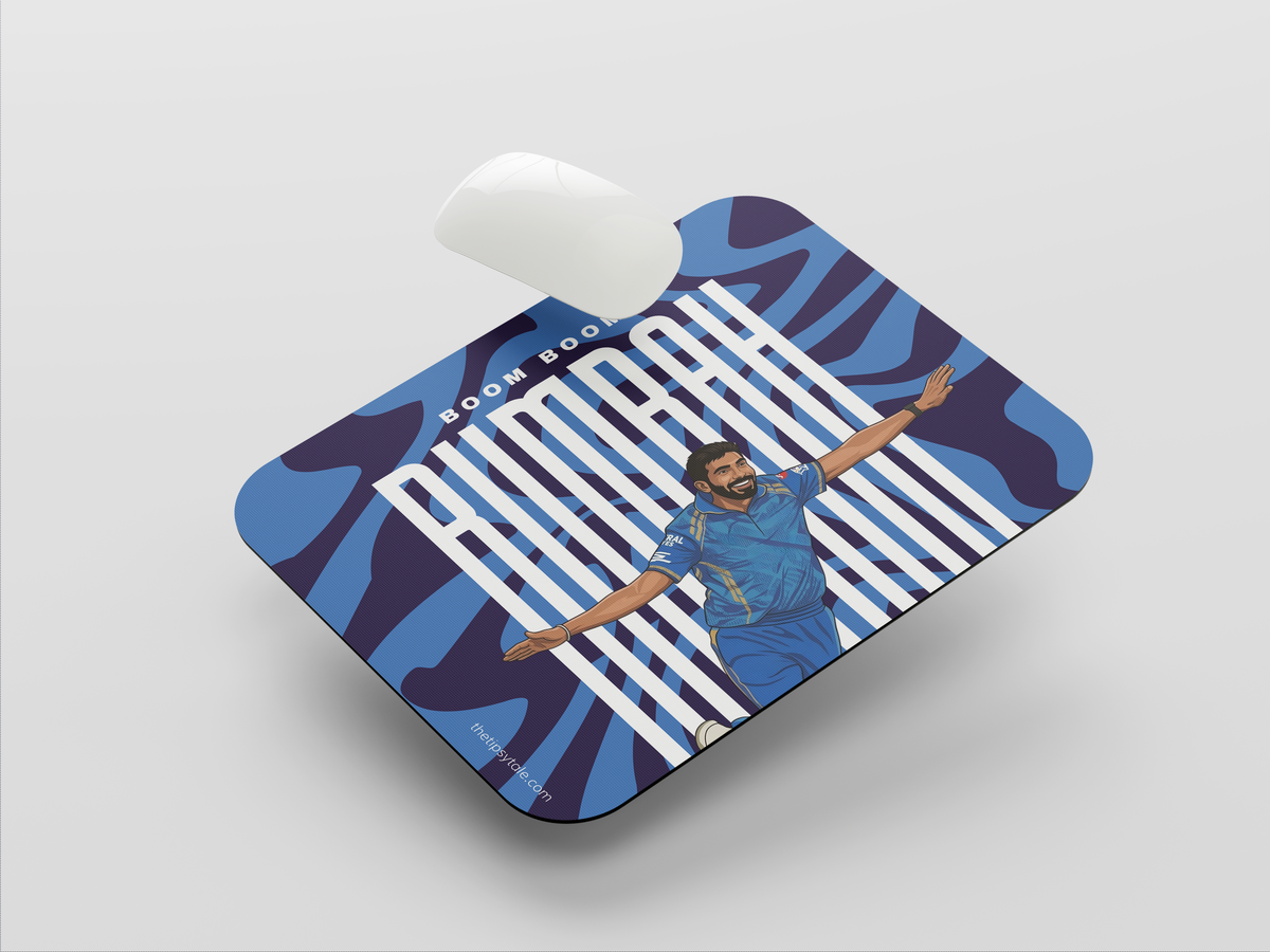 "BOOM BOOM BUMRAH - CRICKET FANDOM" Mousepad Enhance Your Workspace with Style