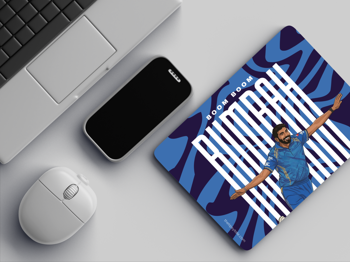 "BOOM BOOM BUMRAH - CRICKET FANDOM" Mousepad Enhance Your Workspace with Style