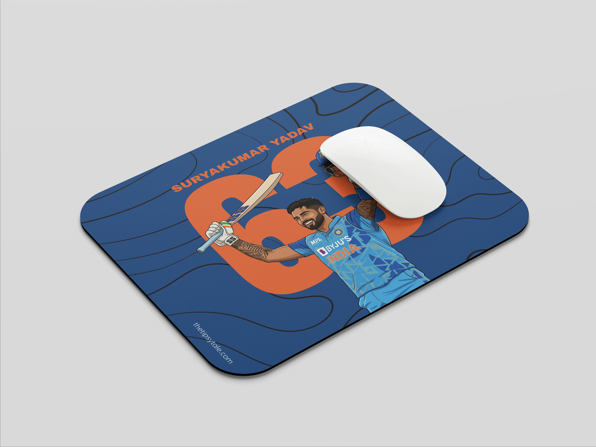 "63 - SRYAKUMAR YADAV - CRICKET FANDOM" Mousepad Enhance Your Workspace with Style