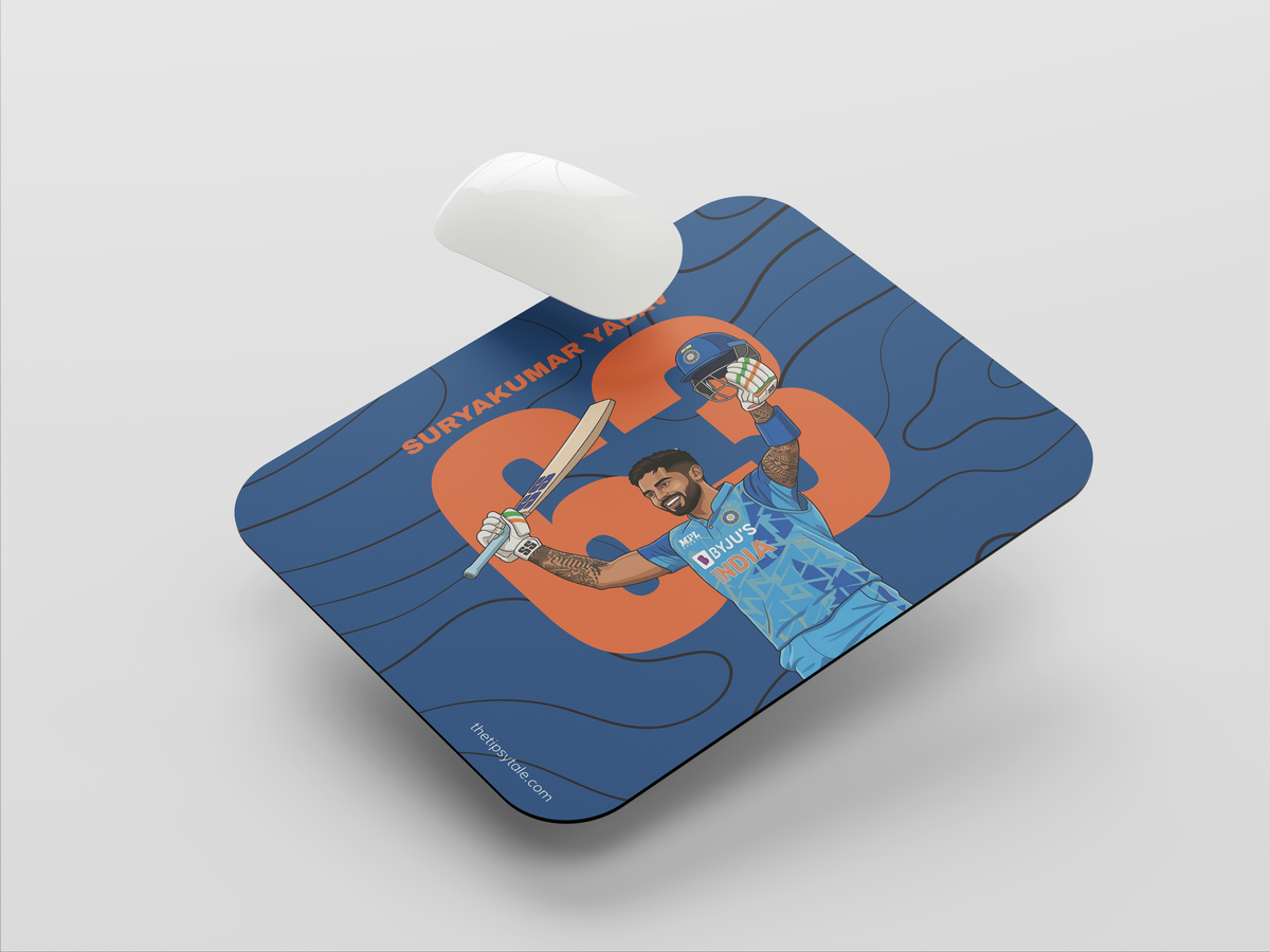 "63 - SRYAKUMAR YADAV - CRICKET FANDOM" Mousepad Enhance Your Workspace with Style