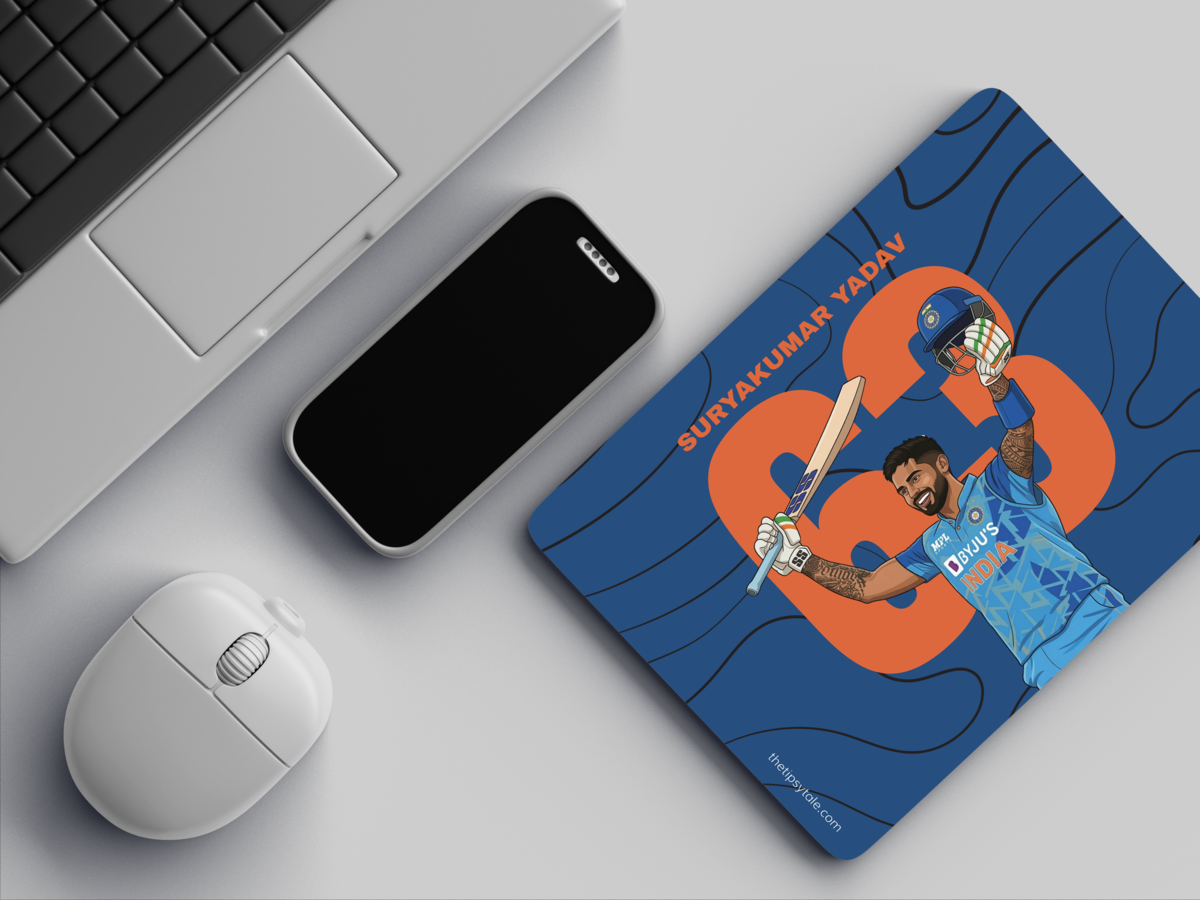 "63 - SRYAKUMAR YADAV - CRICKET FANDOM" Mousepad Enhance Your Workspace with Style