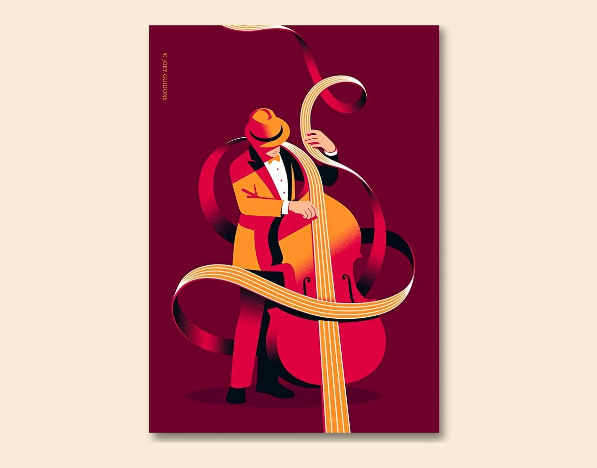 "Jazz Strings"- Shiny & Sturdy Metallic Poster Art That Pops & Sticks