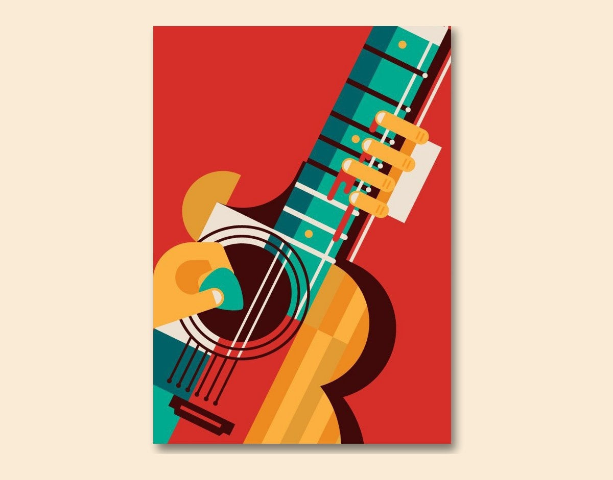 "Guitar Love"- Shiny & Sturdy Metallic Poster Art That Pops & Sticks