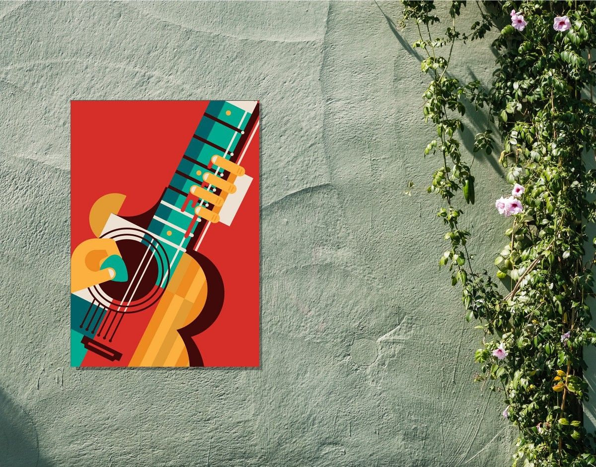 "Guitar Love"- Shiny & Sturdy Metallic Poster Art That Pops & Sticks