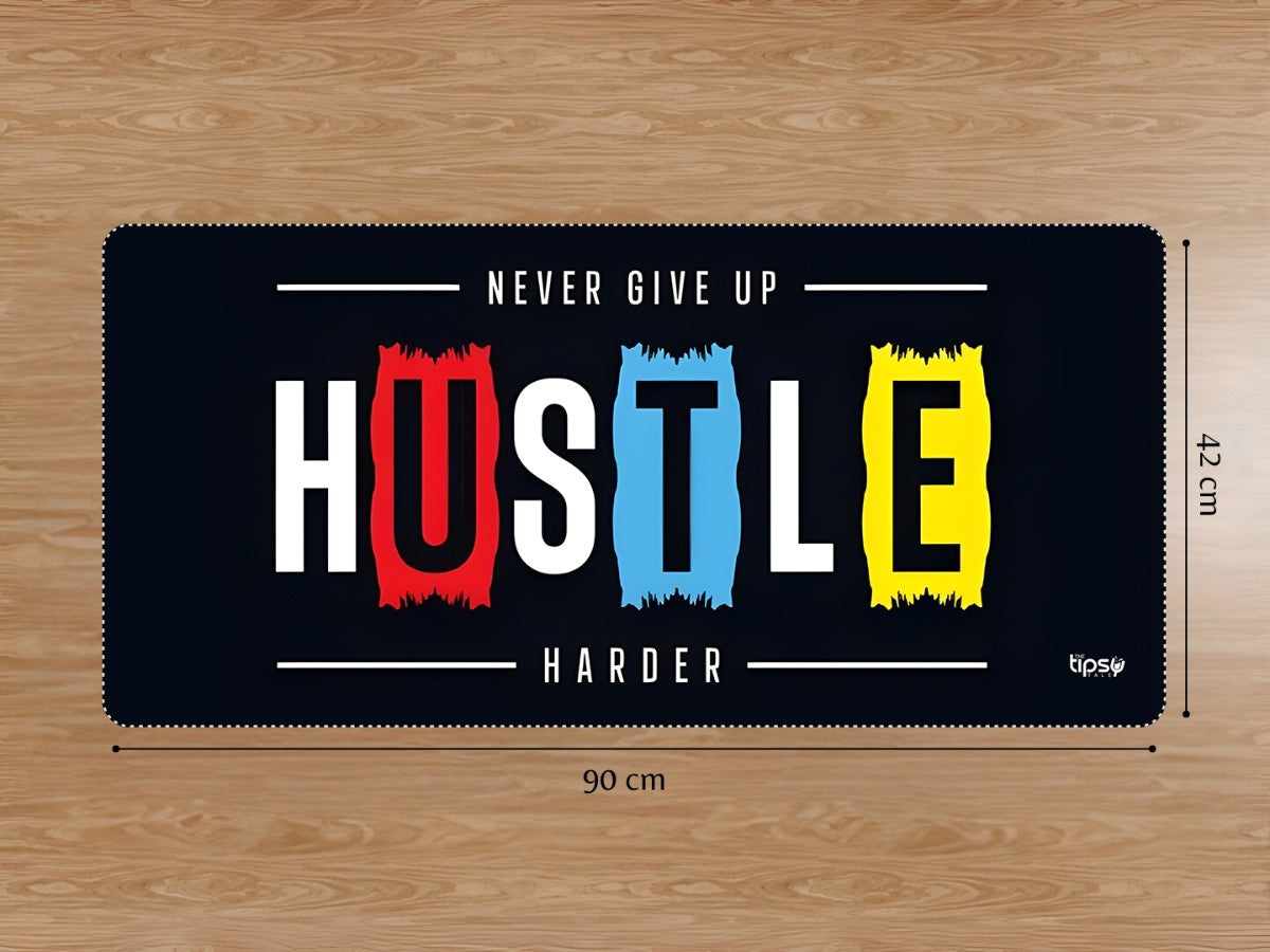 "NEVER GIVE UP HUSTLE HARDER" Gaming Mousepad Elevate Your Gaming Experience