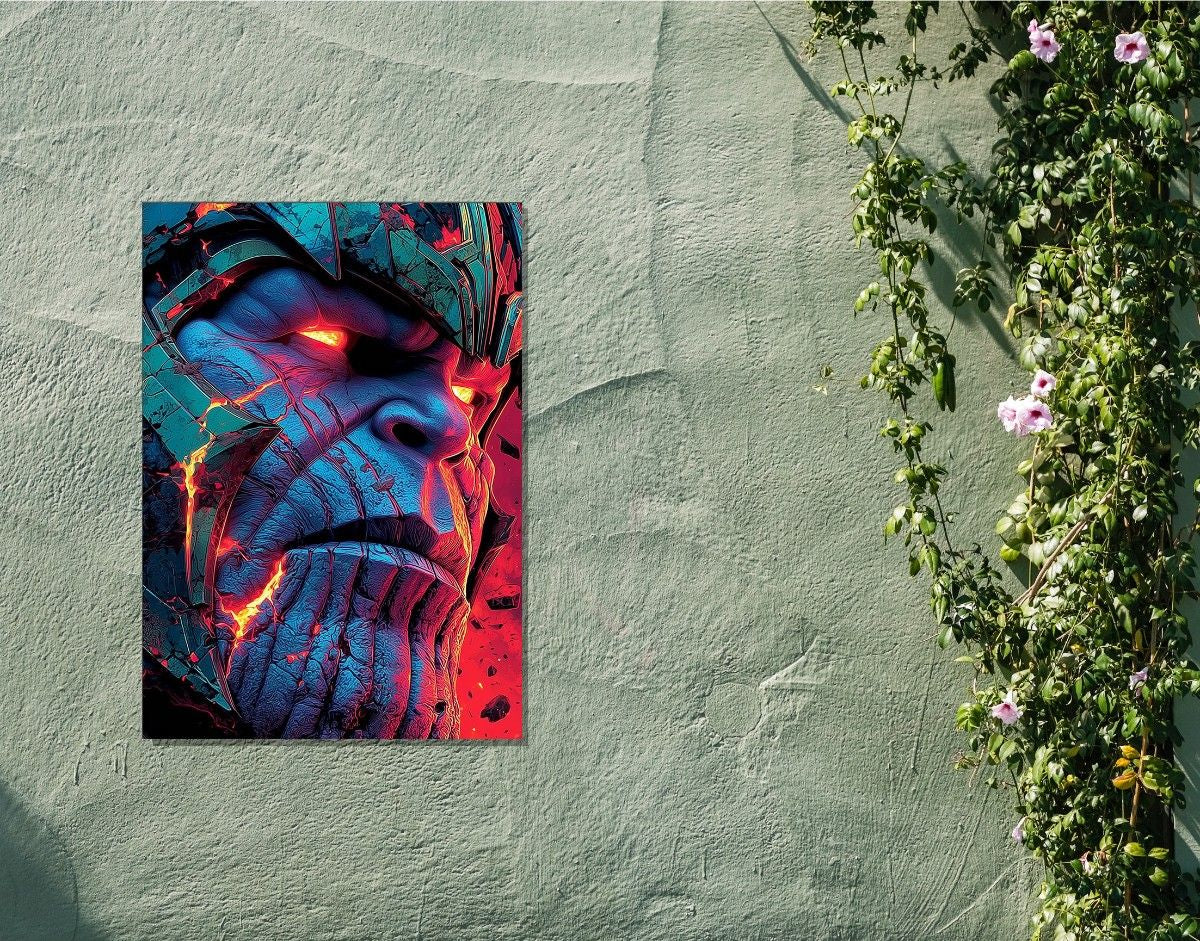 "Thanos- The villain"- Shiny & Sturdy Metallic Poster Art That Pops & Sticks
