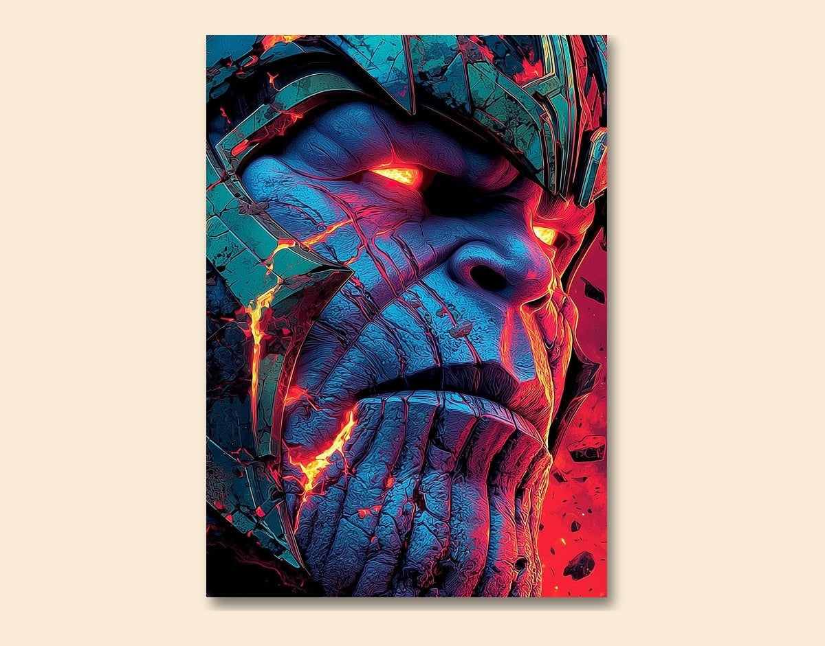 "Thanos- The villain"- Shiny & Sturdy Metallic Poster Art That Pops & Sticks