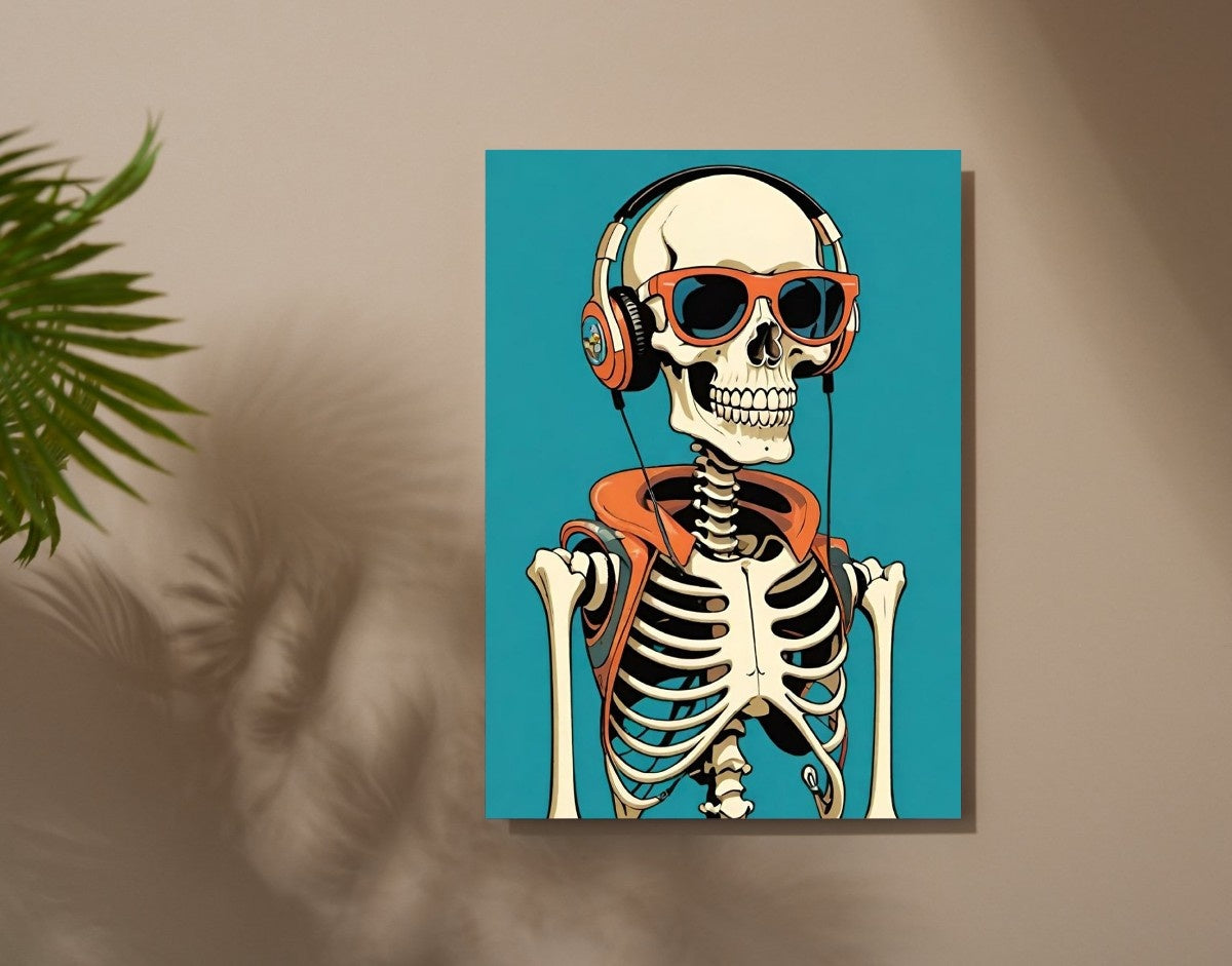 "Funky Skeleton"- Shiny & Sturdy Metallic Poster Art That Pops & Sticks