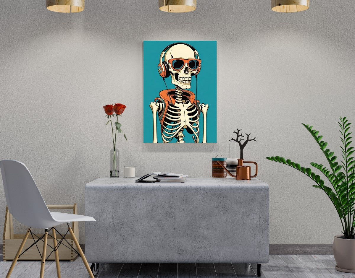 "Funky Skeleton"- Shiny & Sturdy Metallic Poster Art That Pops & Sticks