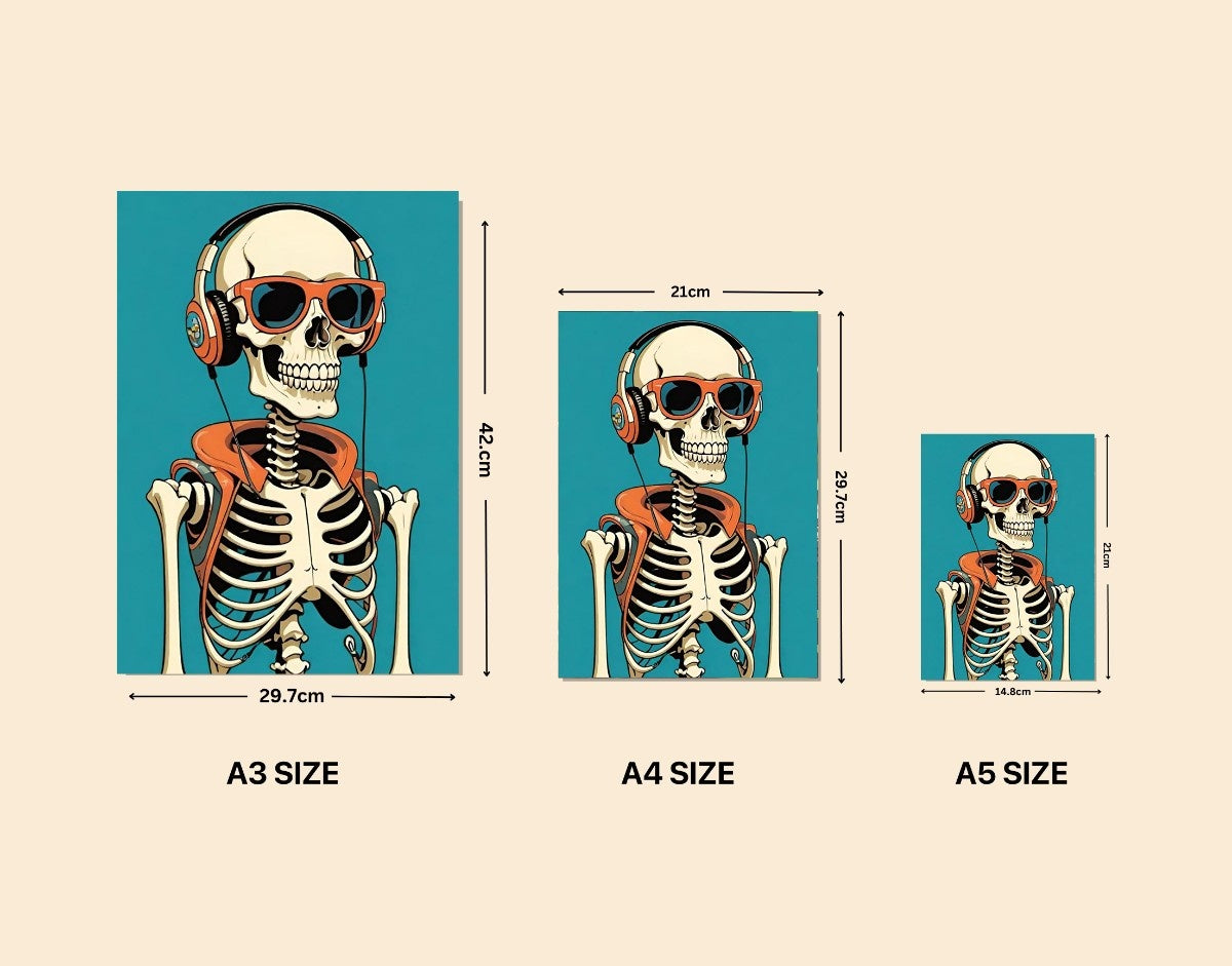 "Funky Skeleton"- Shiny & Sturdy Metallic Poster Art That Pops & Sticks
