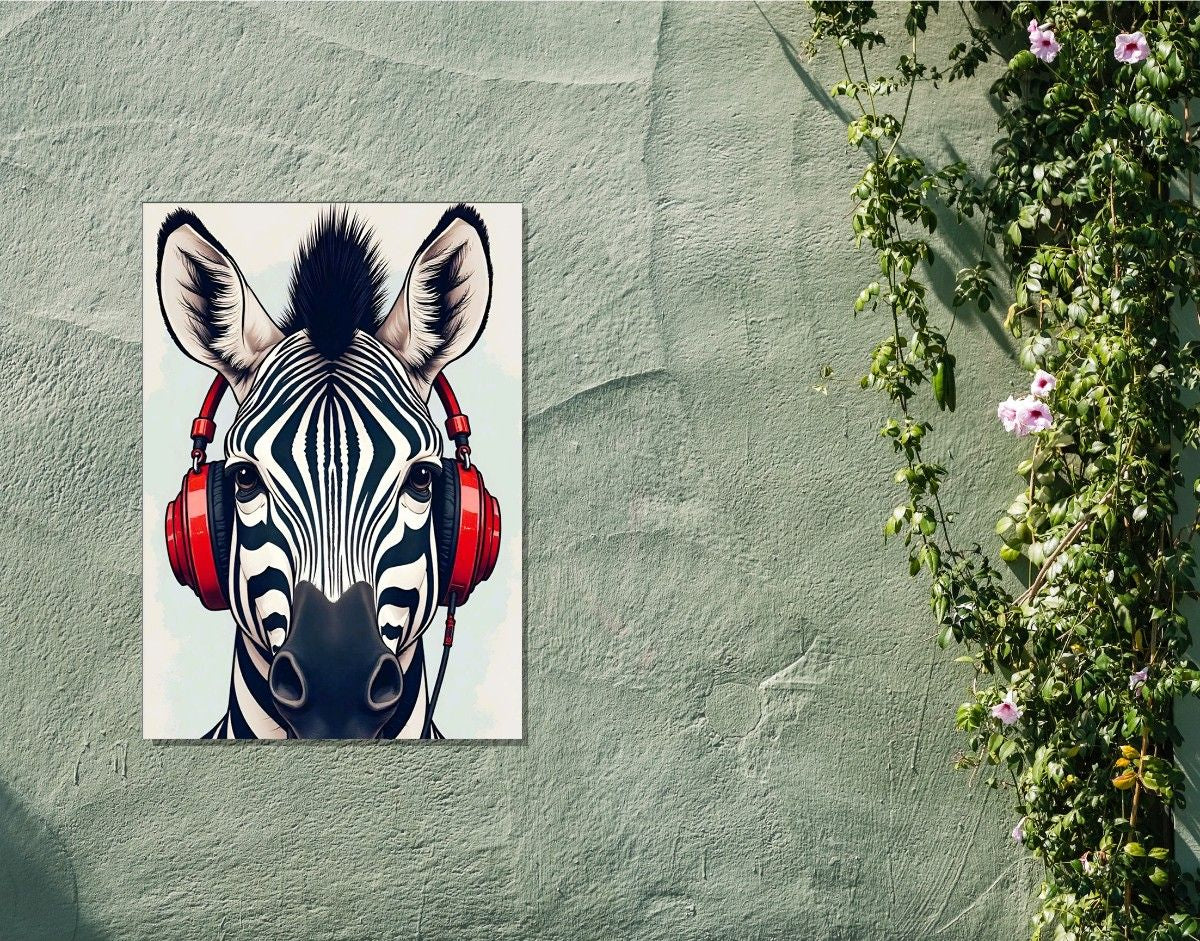 "Groovy Zebra"- Shiny & Sturdy Metallic Poster Art That Pops & Sticks
