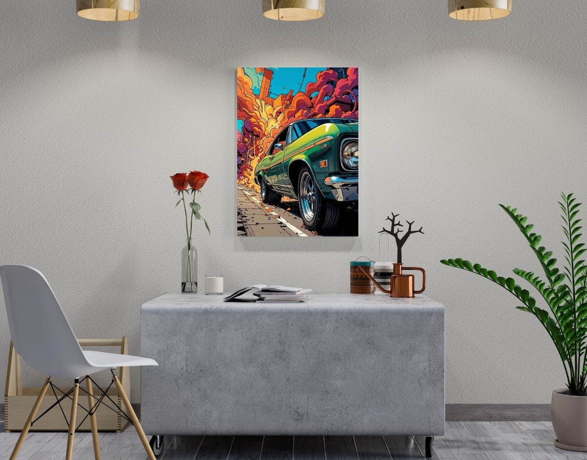 "Retro Drive"- Shiny & Sturdy Metallic Poster Art That Pops & Sticks
