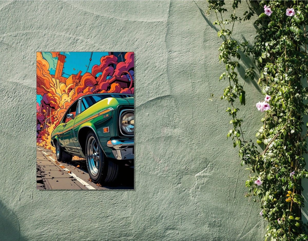 "Retro Drive"- Shiny & Sturdy Metallic Poster Art That Pops & Sticks