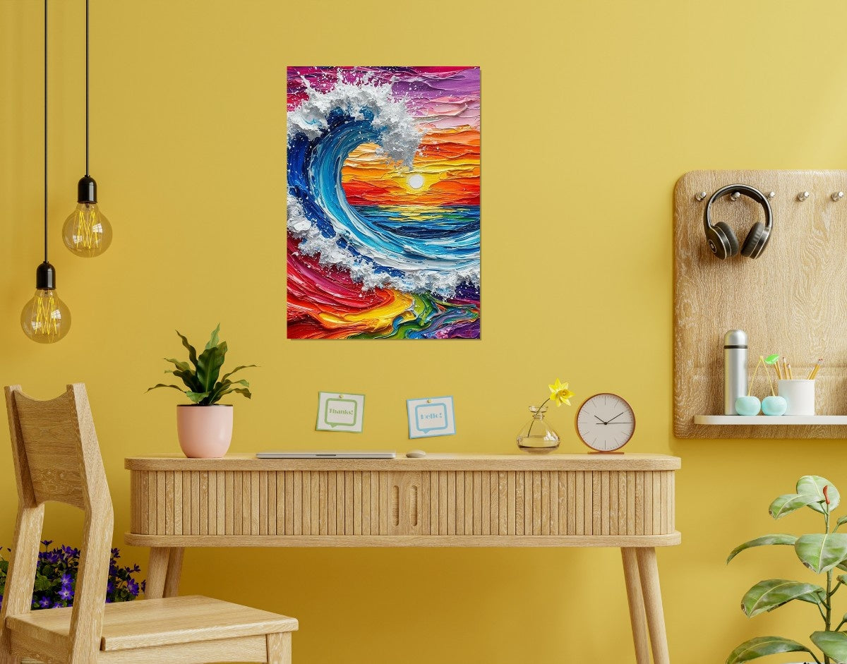"Ocean Blaze"- Shiny & Sturdy Metallic Poster Art That Pops & Sticks