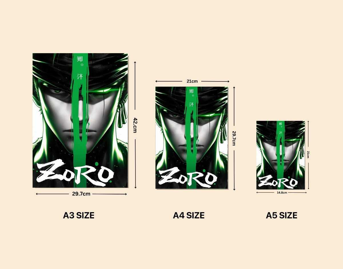 "Zoro – The Swordsman"- Shiny & Sturdy Metallic Poster Art That Pops & Sticks