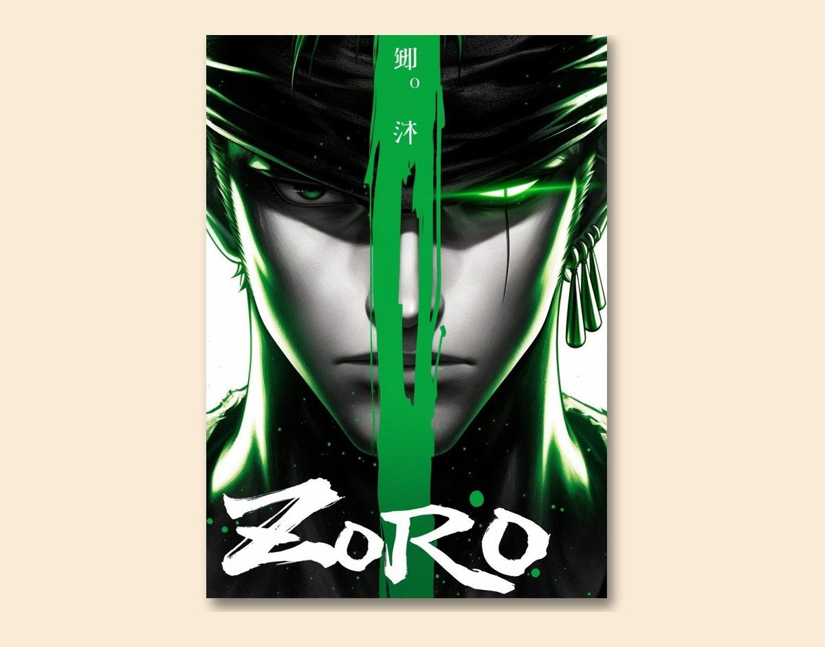 "Zoro – The Swordsman"- Shiny & Sturdy Metallic Poster Art That Pops & Sticks