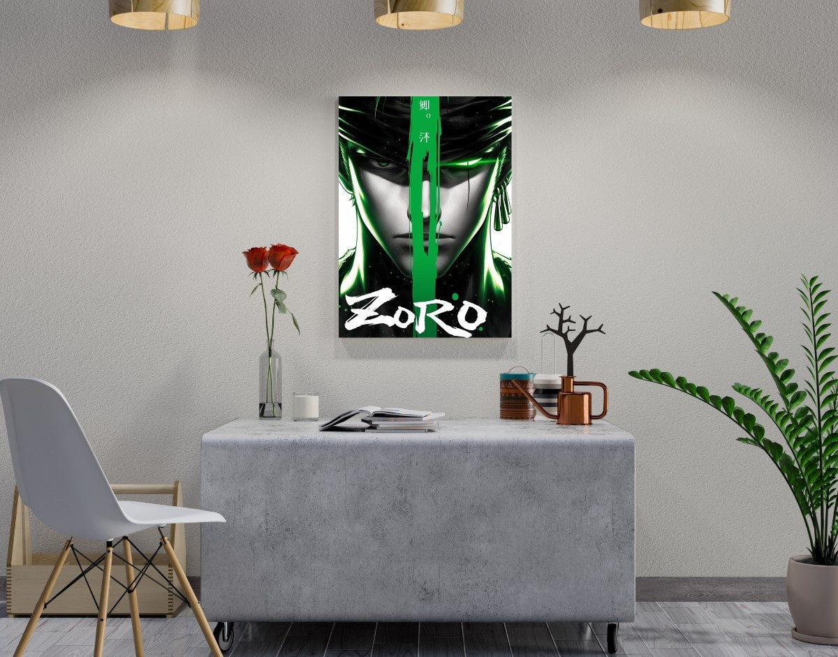 "Zoro – The Swordsman"- Shiny & Sturdy Metallic Poster Art That Pops & Sticks