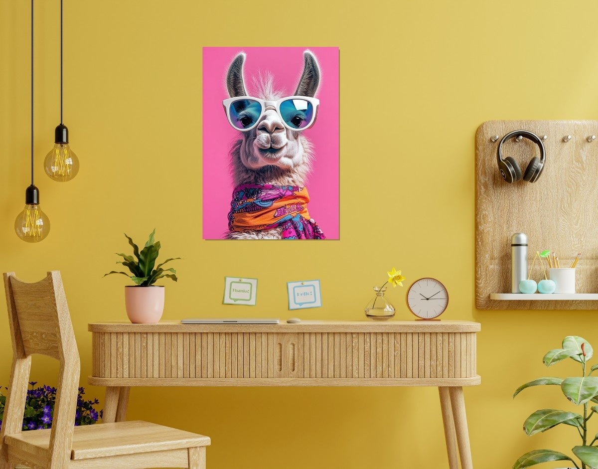"Cool Llama Vibes"- Shiny & Sturdy Metallic Poster Art That Pops & Sticks