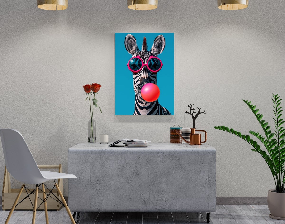 "Funky Zebra"- Shiny & Sturdy Metallic Poster Art That Pops & Sticks