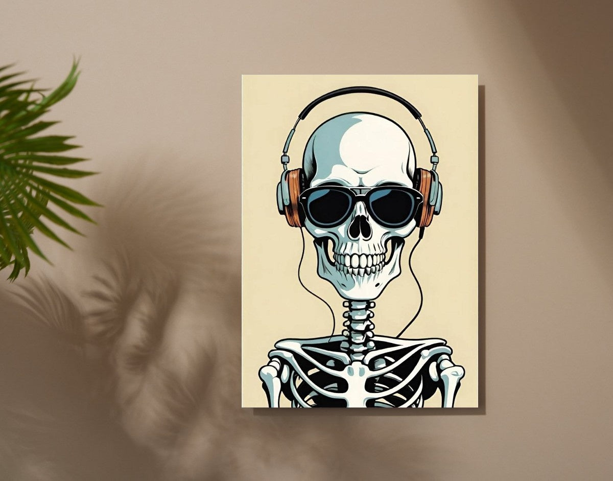 "Chill Skeleton"- Shiny & Sturdy Metallic Poster Art That Pops & Sticks