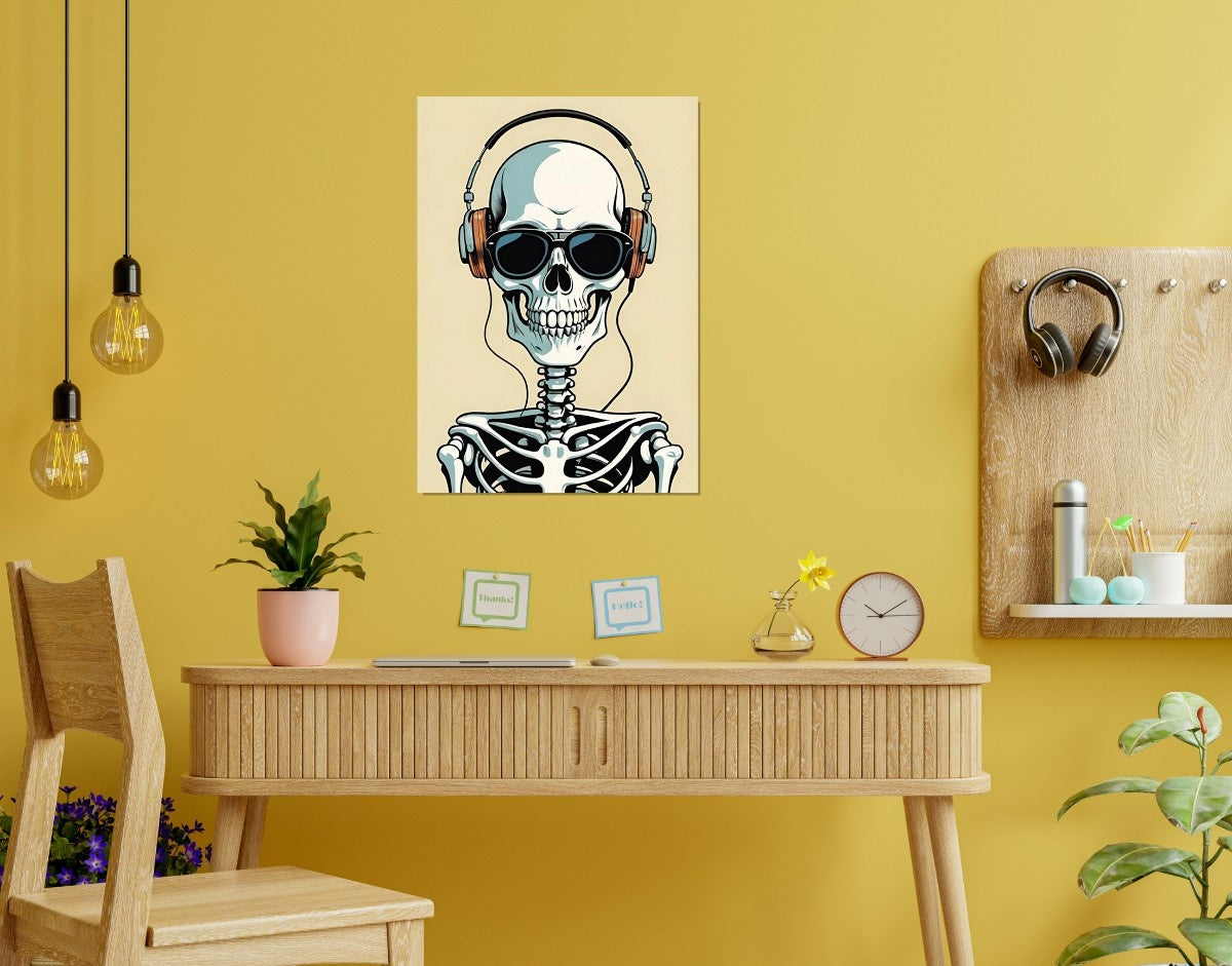 "Chill Skeleton"- Shiny & Sturdy Metallic Poster Art That Pops & Sticks