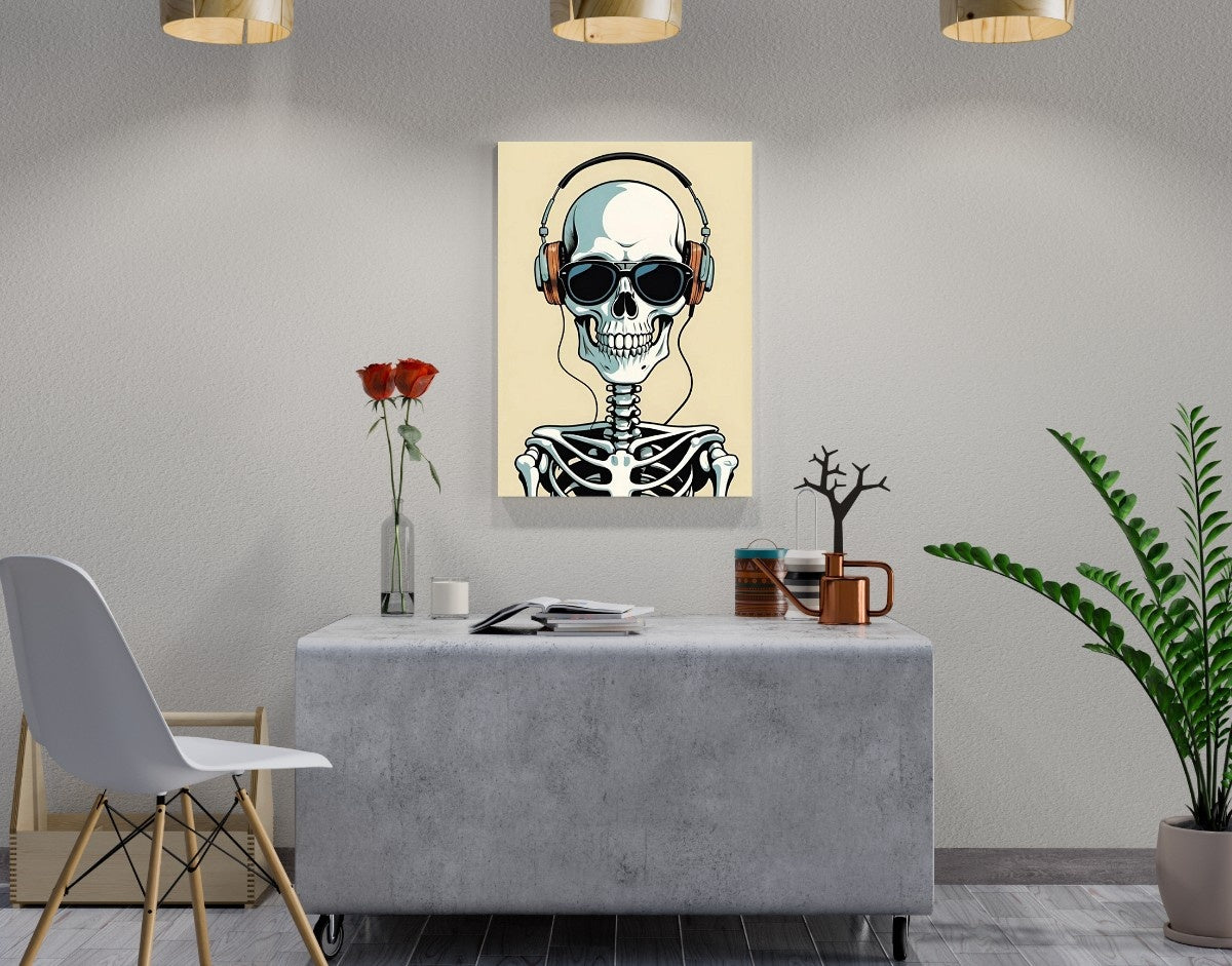 "Chill Skeleton"- Shiny & Sturdy Metallic Poster Art That Pops & Sticks