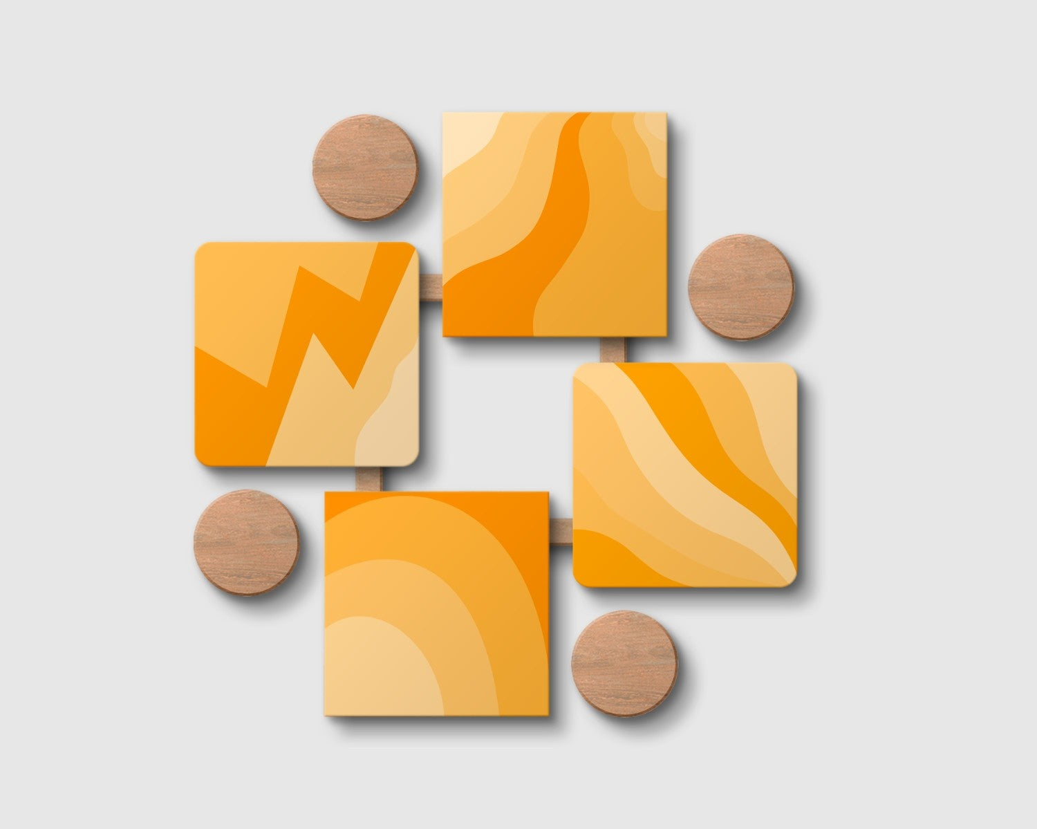 "Yellow Orange Abstract" Coaster Set of 4