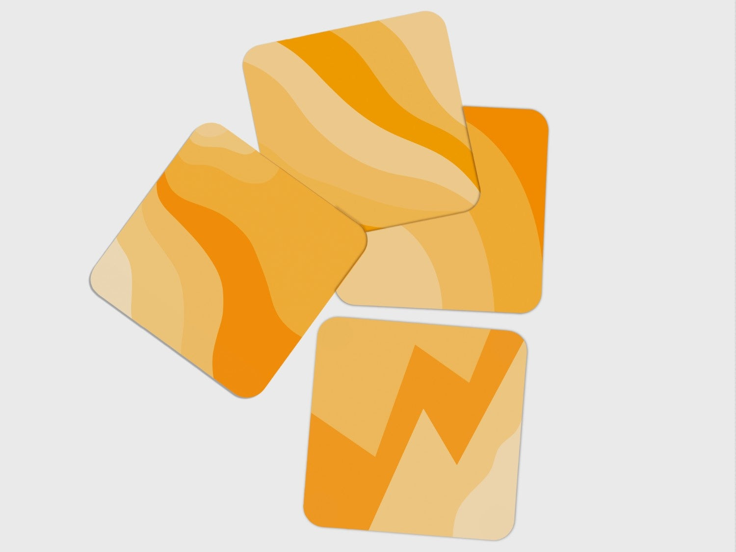 "Yellow Orange Abstract" Coaster Set of 4