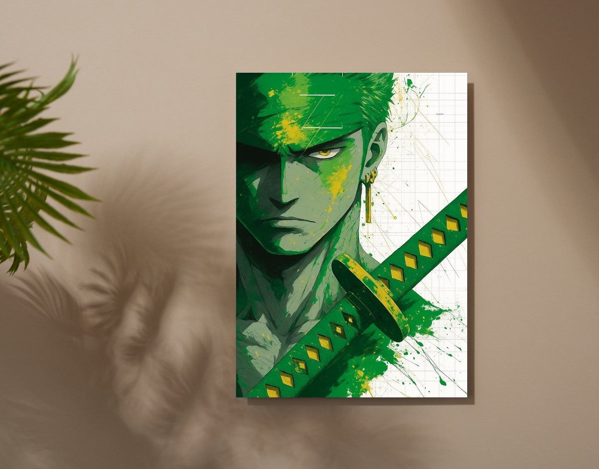 "Zoro Green Fury"- Shiny & Sturdy Metallic Poster Art That Pops & Sticks