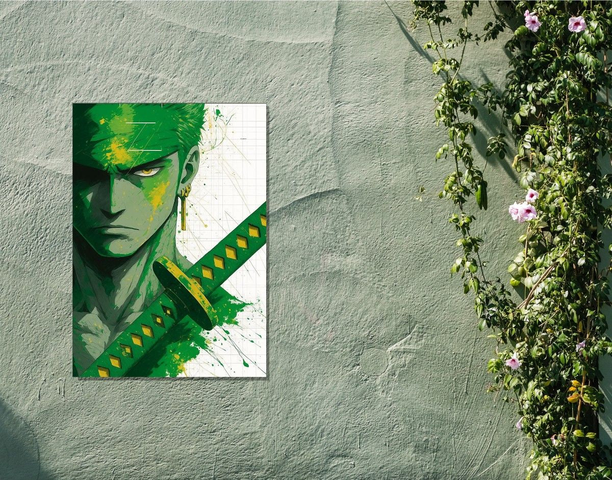 "Zoro Green Fury"- Shiny & Sturdy Metallic Poster Art That Pops & Sticks