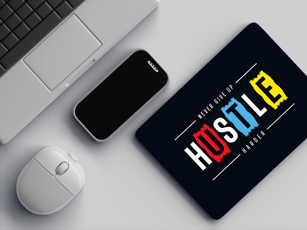 "NEVER GIVE UP HUSTLE HARDER" Mousepad: Enhance Your Workspace with Style