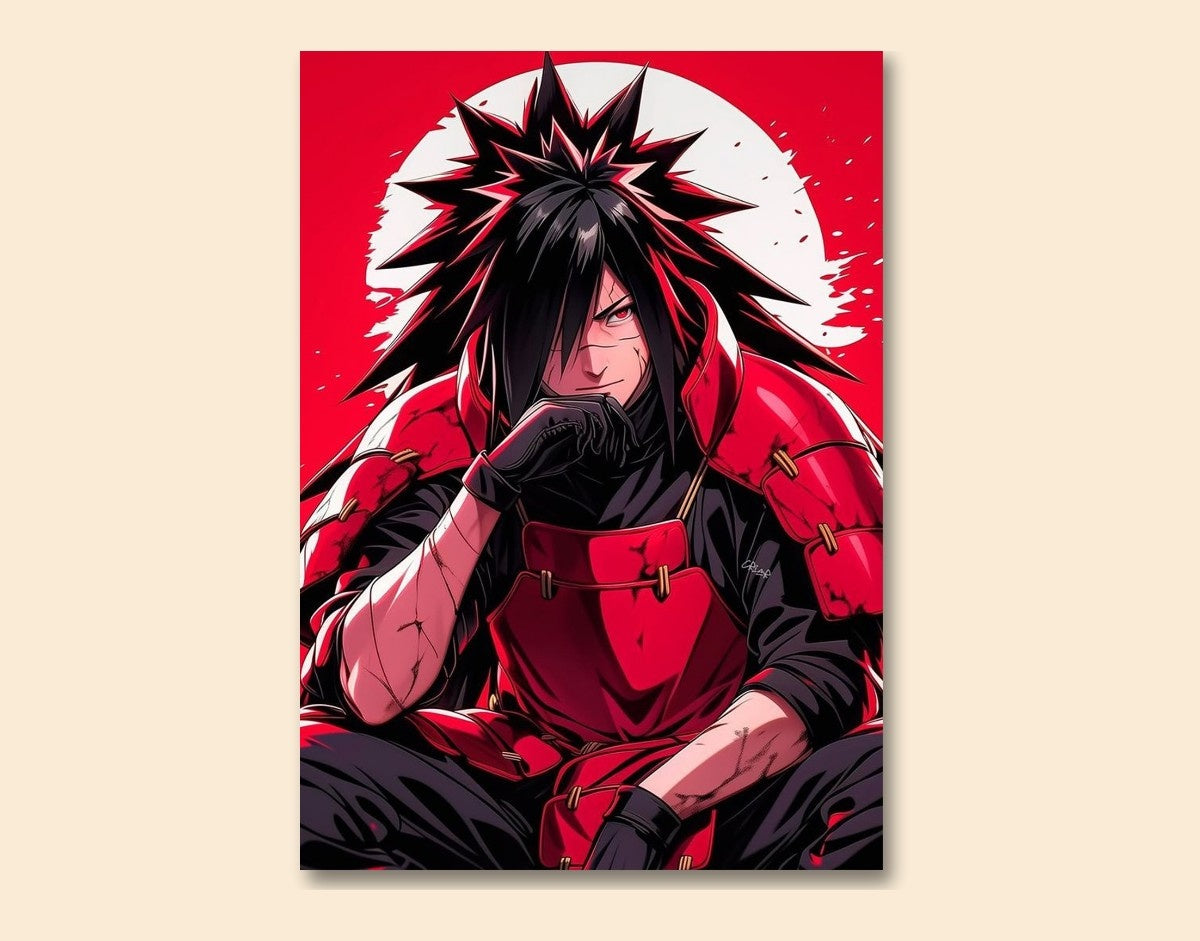 "Red Samurai Rage"- Shiny & Sturdy Metallic Poster Art That Pops & Sticks