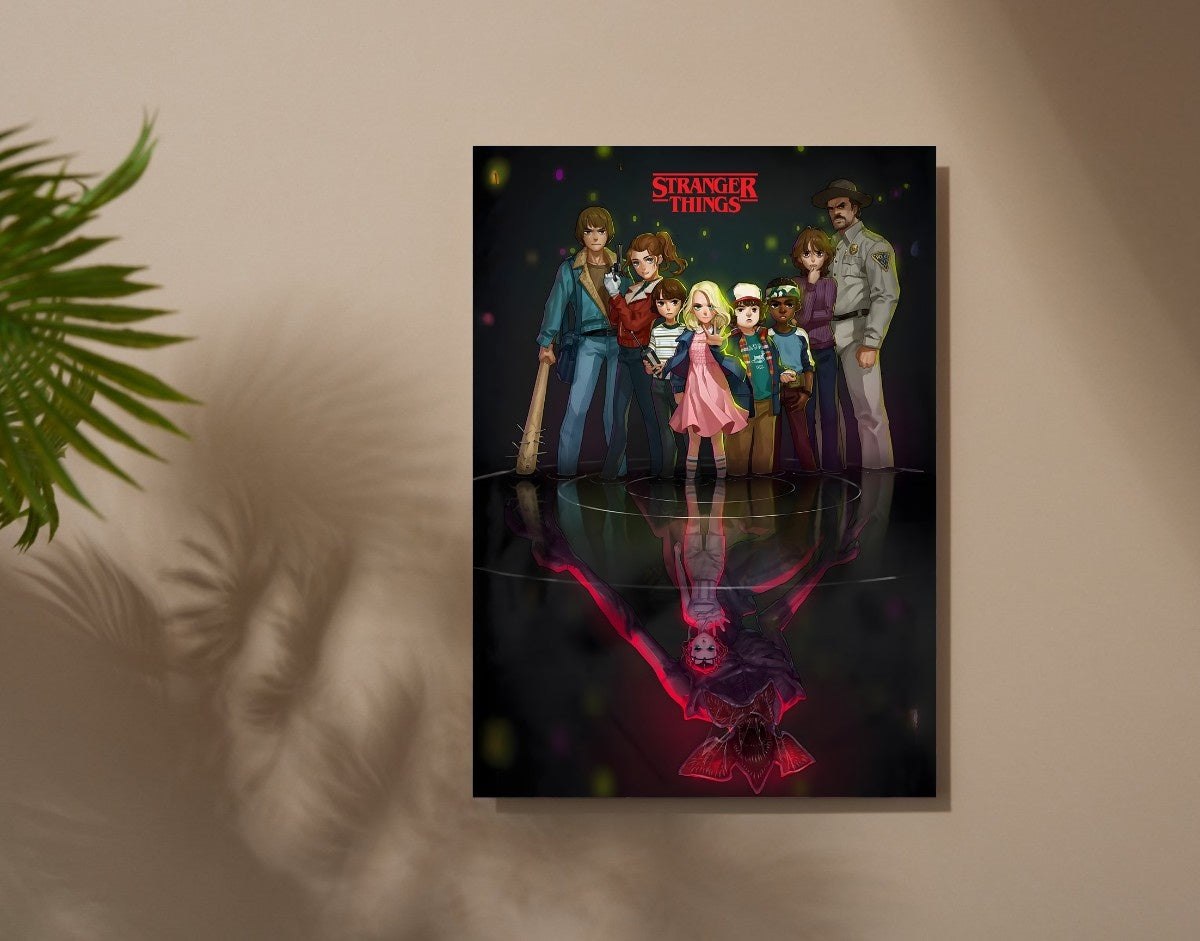 "ILLUSTRATION ART WORK - STRANGER THINGS" -Shiny & Sturdy Metallic Poster Art That Pops & Sticks