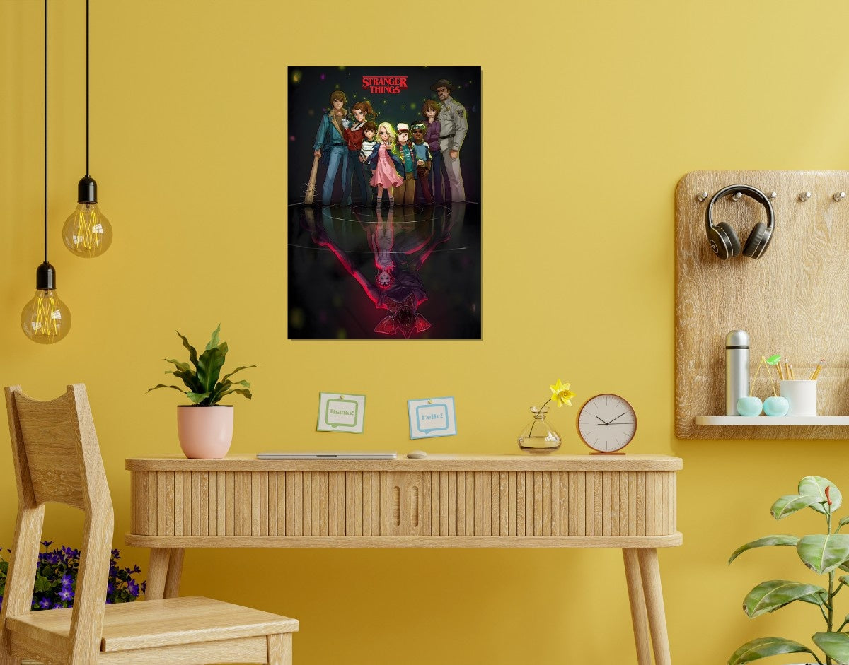 "ILLUSTRATION ART WORK - STRANGER THINGS" -Shiny & Sturdy Metallic Poster Art That Pops & Sticks