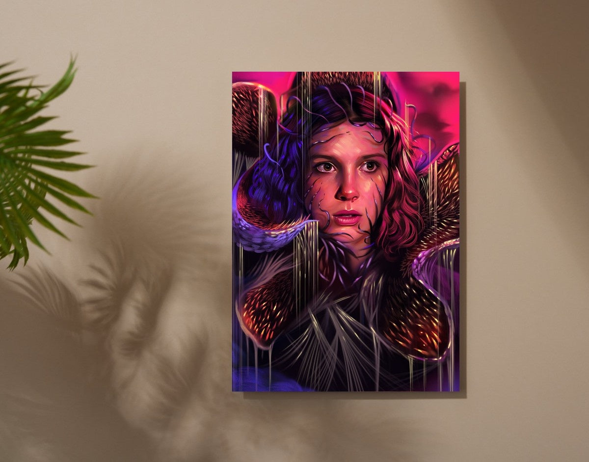 "ELEVEN VS DEMOGORGON" -Shiny & Sturdy Metallic Poster Art That Pops & Sticks