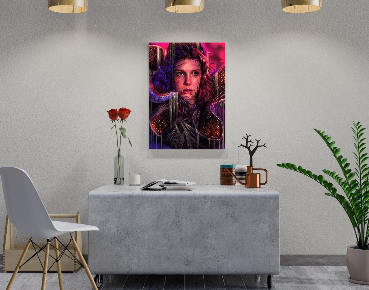"ELEVEN VS DEMOGORGON" -Shiny & Sturdy Metallic Poster Art That Pops & Sticks