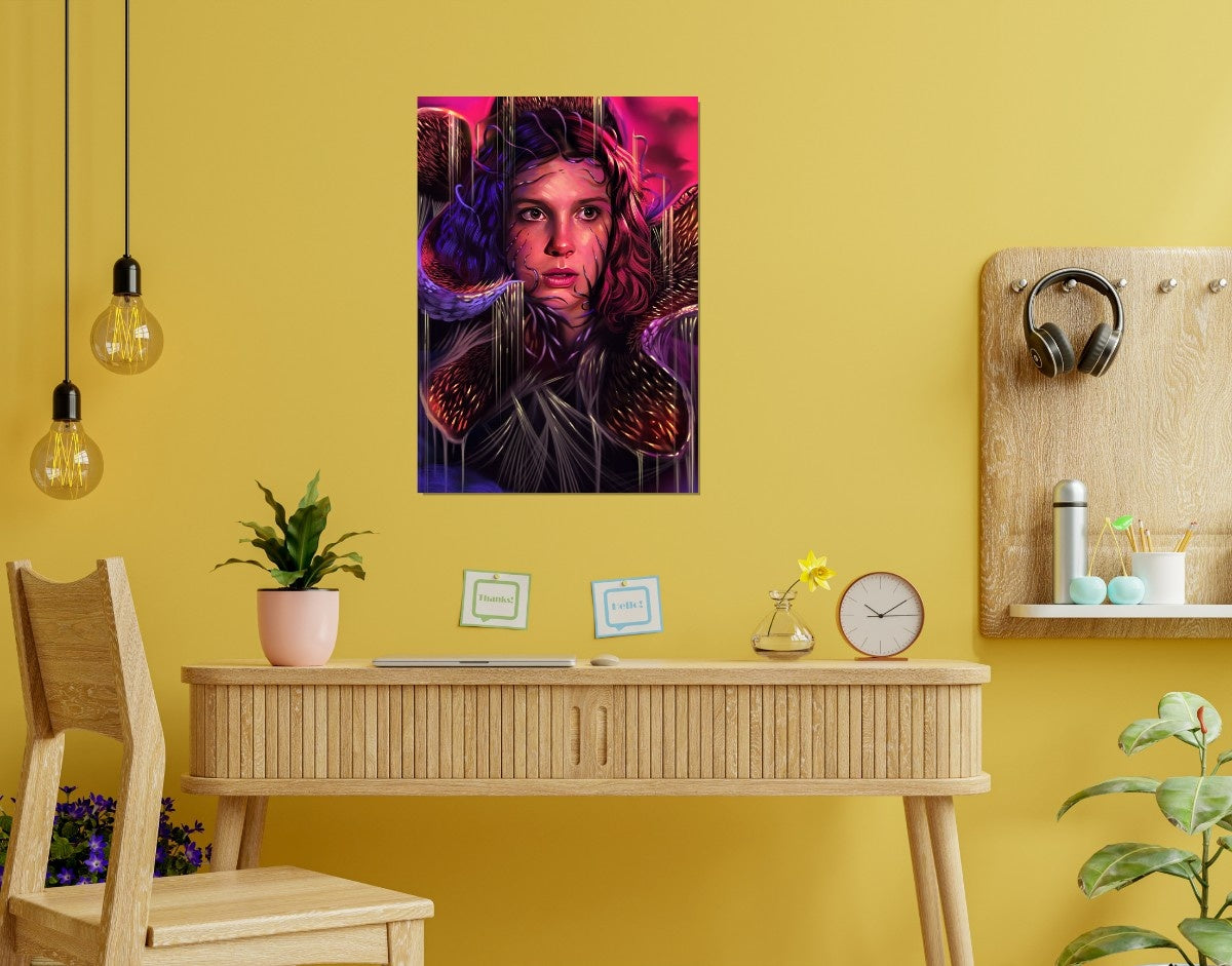 "ELEVEN VS DEMOGORGON" -Shiny & Sturdy Metallic Poster Art That Pops & Sticks
