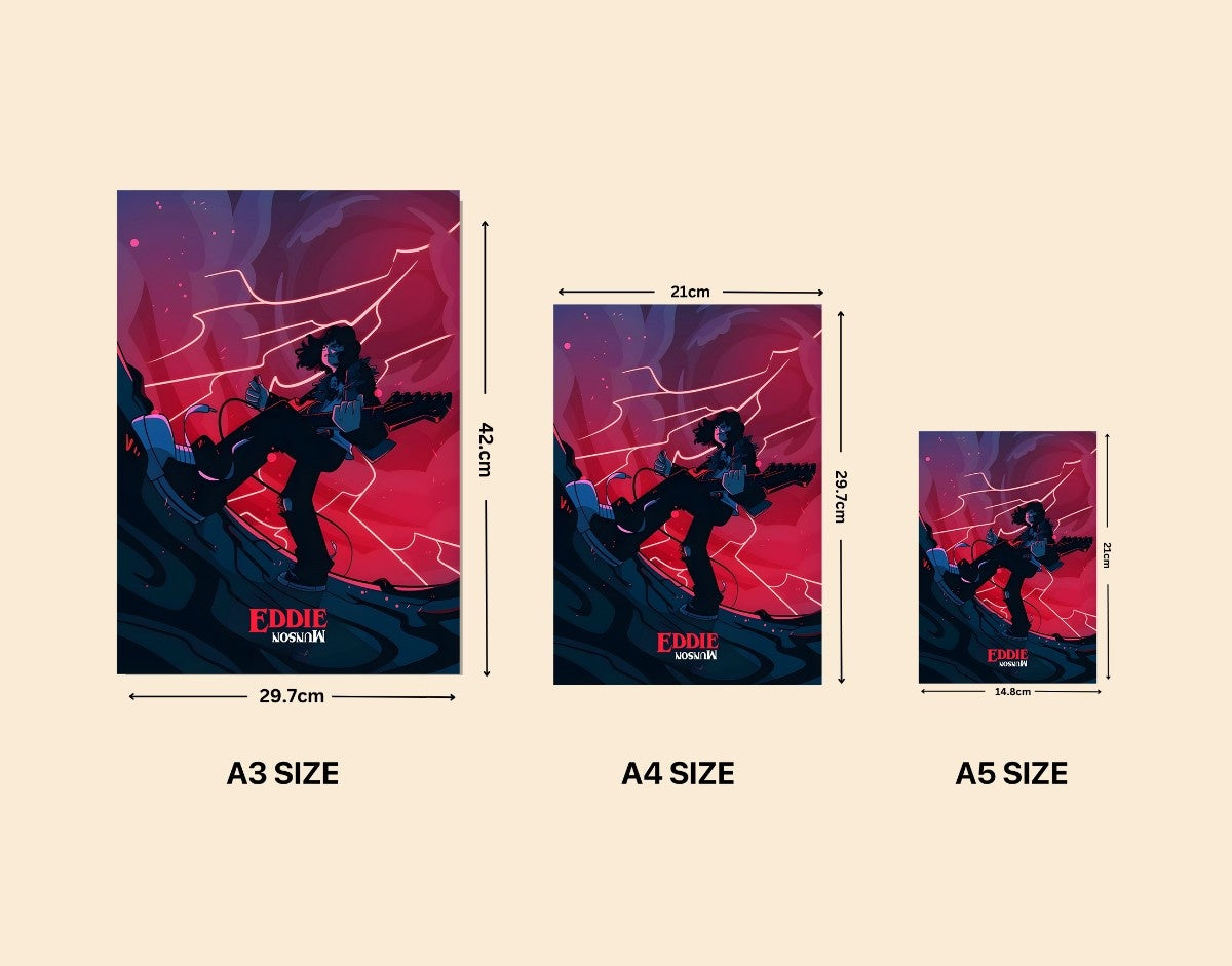 "EDDIE - STRANGER THINGS" -Shiny & Sturdy Metallic Poster Art That Pops & Sticks