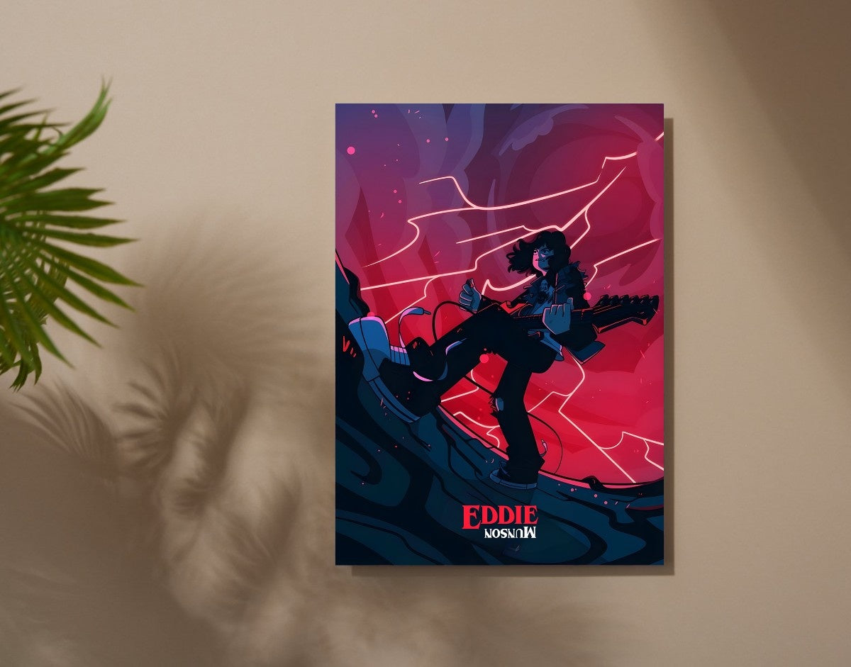 "EDDIE - STRANGER THINGS" -Shiny & Sturdy Metallic Poster Art That Pops & Sticks